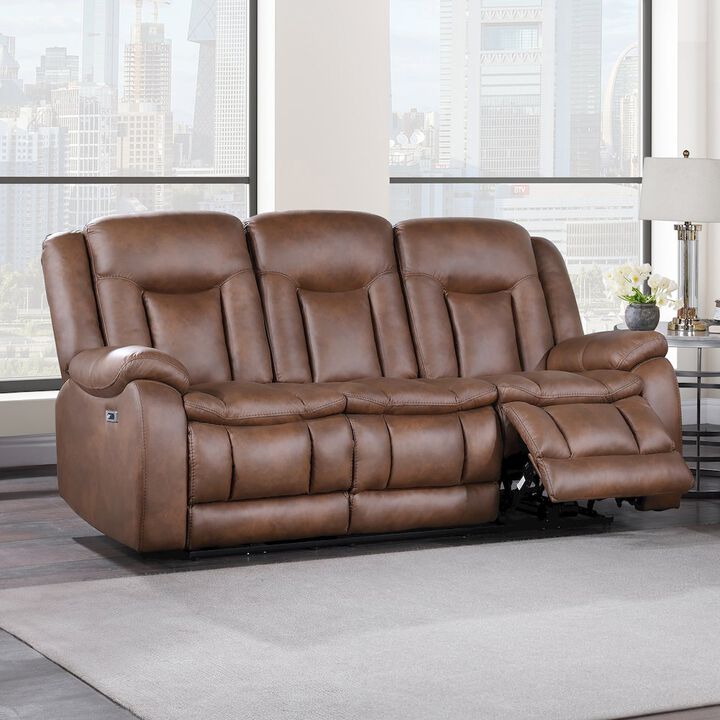 New Classic Furniture Morello Fabric Sofa with Power Footrest, Brown
