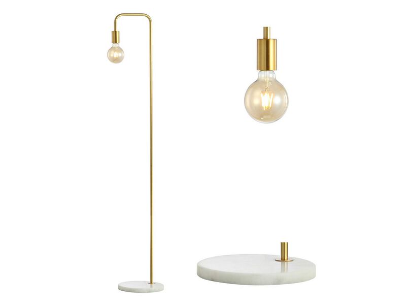 Vega Minimalist Edison Metal/Marble Floor Lamp