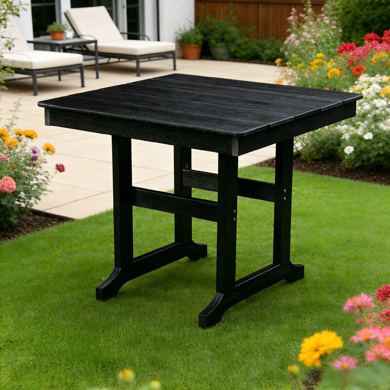 WOW PIONEER Weather Resistant HDPE Outdoor Patio Dining Table with Umbrella Hole image number 3