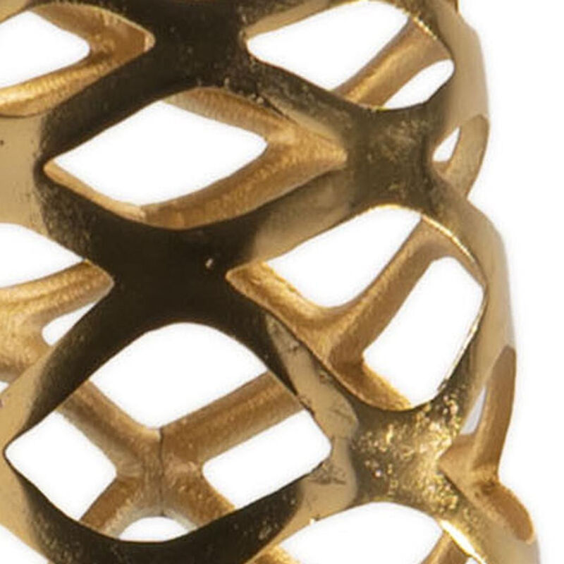 HomeRoots 39" Gold Aluminum Pierced Geometric Cylinder Floor Vase image number 2