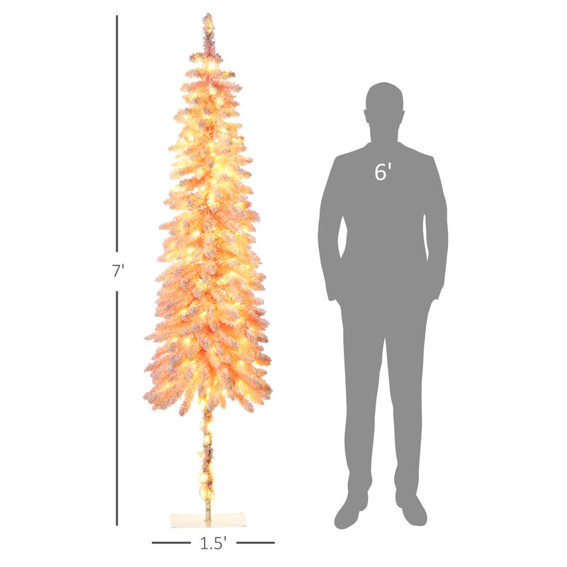 BreeBe 7FT Pre-Lit Pencil Christmas Tree with Downswept Branches image number 2