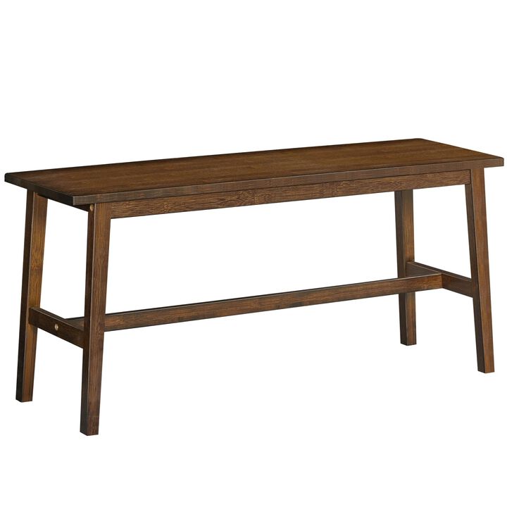 Wicker Dining Bench with Farmhouse Style for Kitchen and Dining Room-Mocha