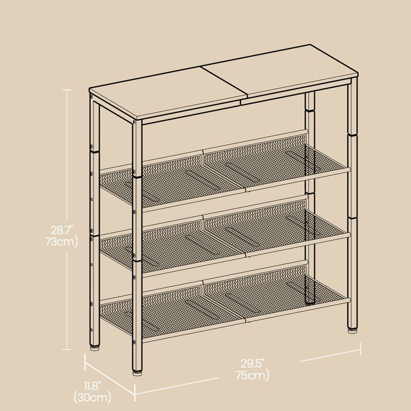 4 Tier Adjustable Mesh Shoe Storage Rack Space Saving Organizer image number 2
