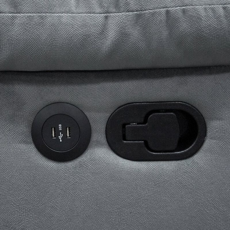 Simple Relax Velvet Upholstered Manual Motion Recliner Sofa with USB Port in Dark Gray image number 1