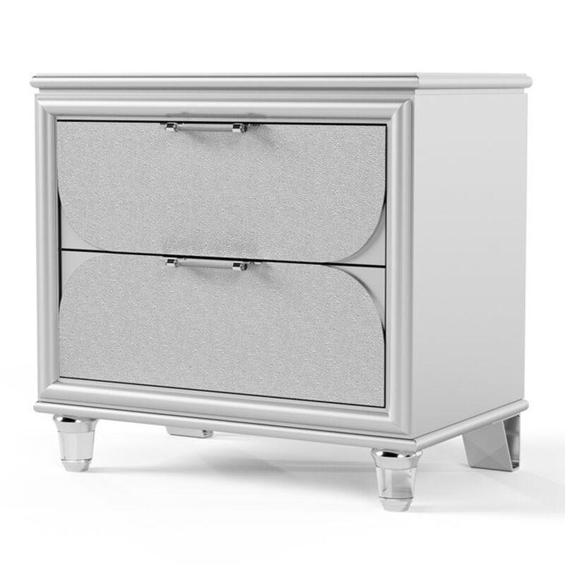 Full Bedroom Set, Pearl White and Clear, 3 Piece Set with Dresser and Nightstand image number 6