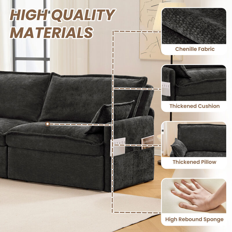 Whisen 73.6" Pull Out Sofa Bed, Convertible Sleeper Sofa Couch with Side Storage and USB/C-TYPE Charging image number 7