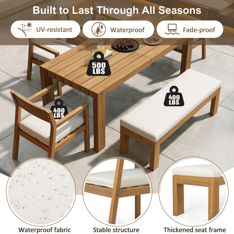 Whisen 6-Piece Rustic Outdoor Dining Set with Cushions image number 8