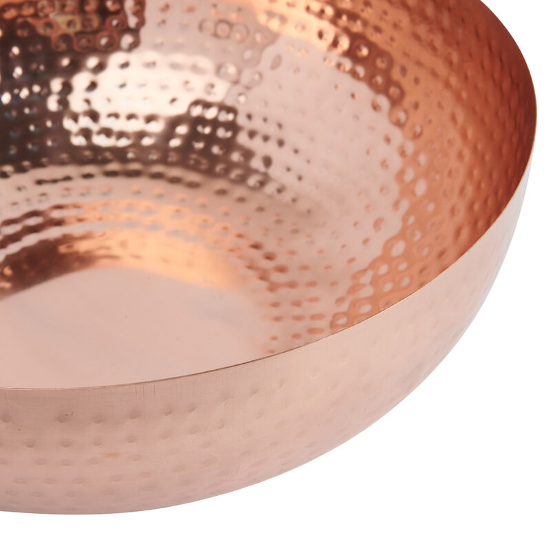 Round Hammered Metal Serving and Mixing Bowl, Copper Finish image number 4