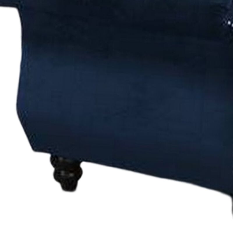 Rima 51 Inch Classic Accent Chair, Velvet Upholstery, Rolled Arms, Indigo-Benzara image number 4