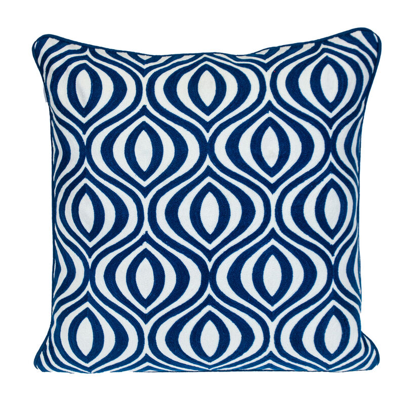 HomeRoots 20" X 20" Blue Geometric Cotton Zippered Pillow image number 0