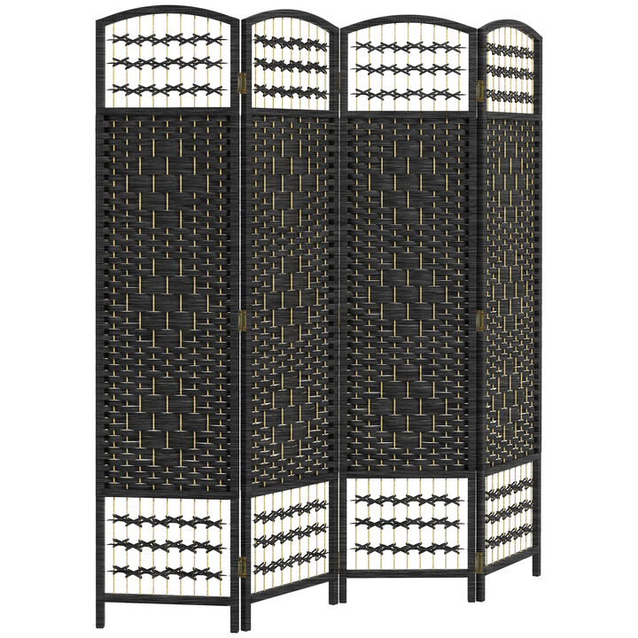 Hivvago 4-Panel Folding Room Divider with Wave Fiber Design
