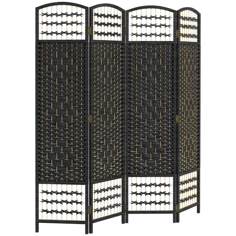 Hivvago 4-Panel Folding Room Divider with Wave Fiber Design image number 0
