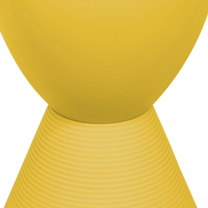 LeisureMod Modern ABS Shell Ribbed Hourglass Accent Drum Side Table with Removable Lid for Storage Indoor and Outdoor Use