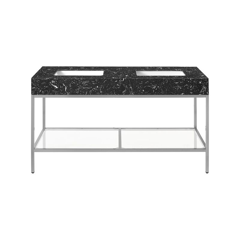Meridian Furniture Marmo Black Engineered Marble Bathroom Vanity