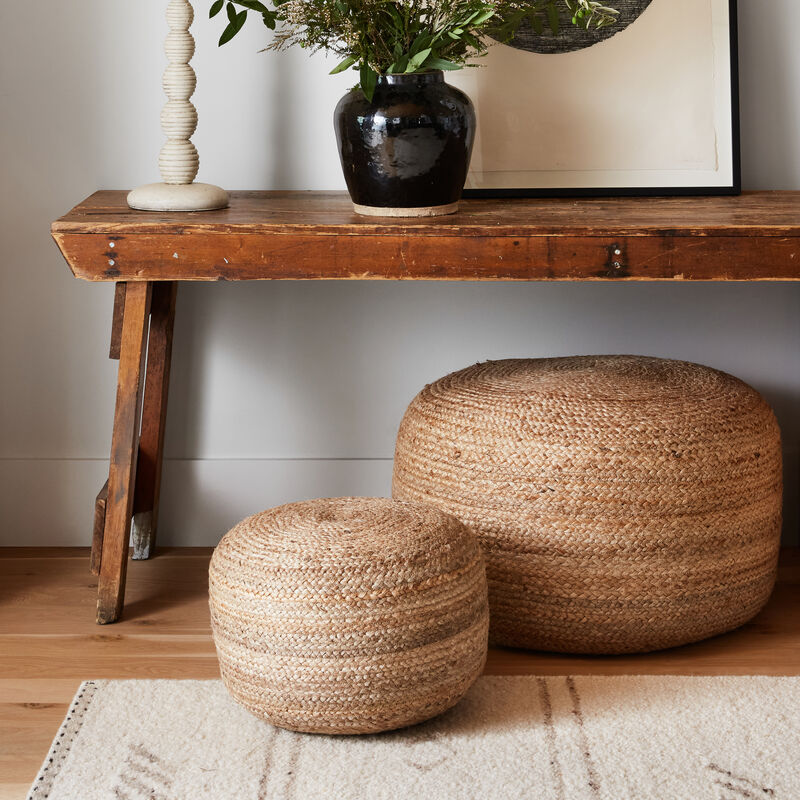 Saba Pouf in Almond Buff