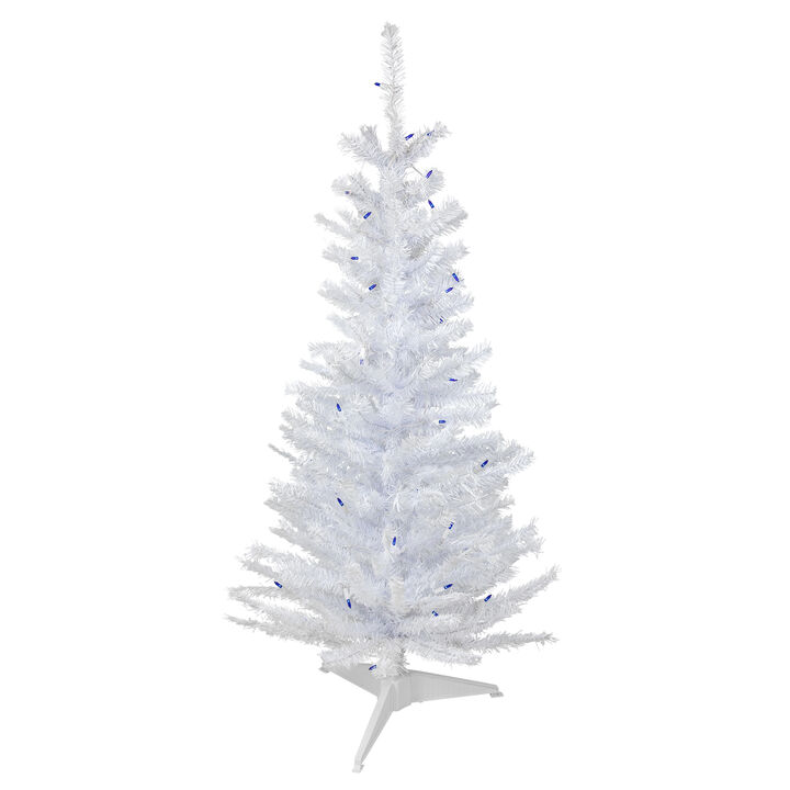 4' Pre-Lit Woodbury White Pine Slim Artificial Christmas Tree  Blue Lights