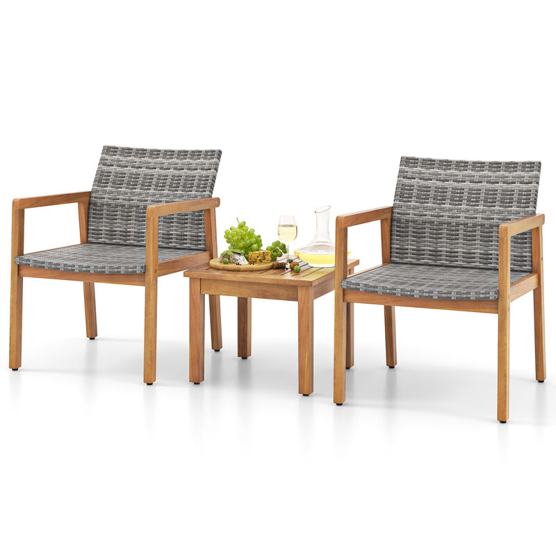 3-Piece Patio Furniture Set with Chair and Coffee Table for Outdoor Space