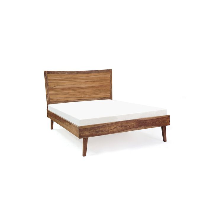 Porter Designs Fusion Solid Sheesham Wood King Bed, Light Brown