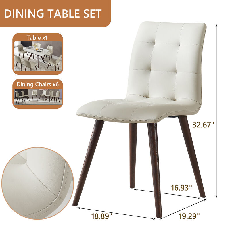 6-Person Dining Table Sets with Retractable Imitation Sintered Stone Table,Heavy Duty Carbon Dark Walnut Solid Wood Base for Kitchen,Living Room image number 3