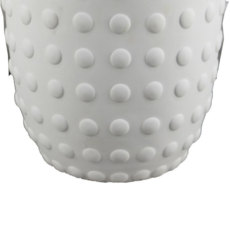 Planter Set of 3, White Resin, Smooth Round Dotted Texture, 15 12 10 Inch image number 4