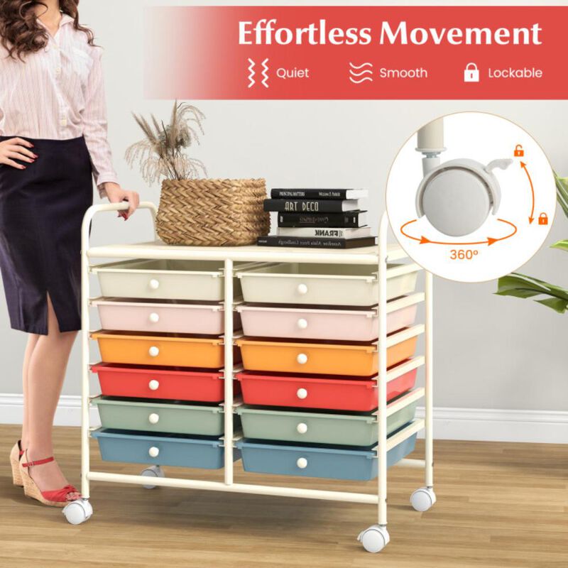Hivvago 12 Drawers Rolling Storage Cart for Home and Office