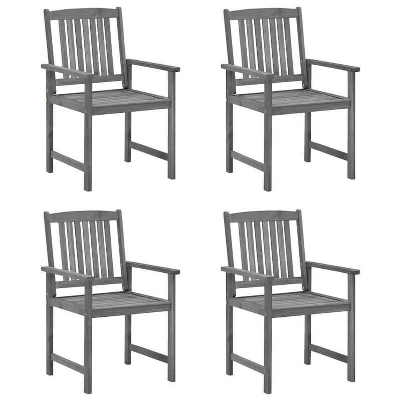 Patio Chair Set of 4 Gray Solid acacia wood Standard Durable