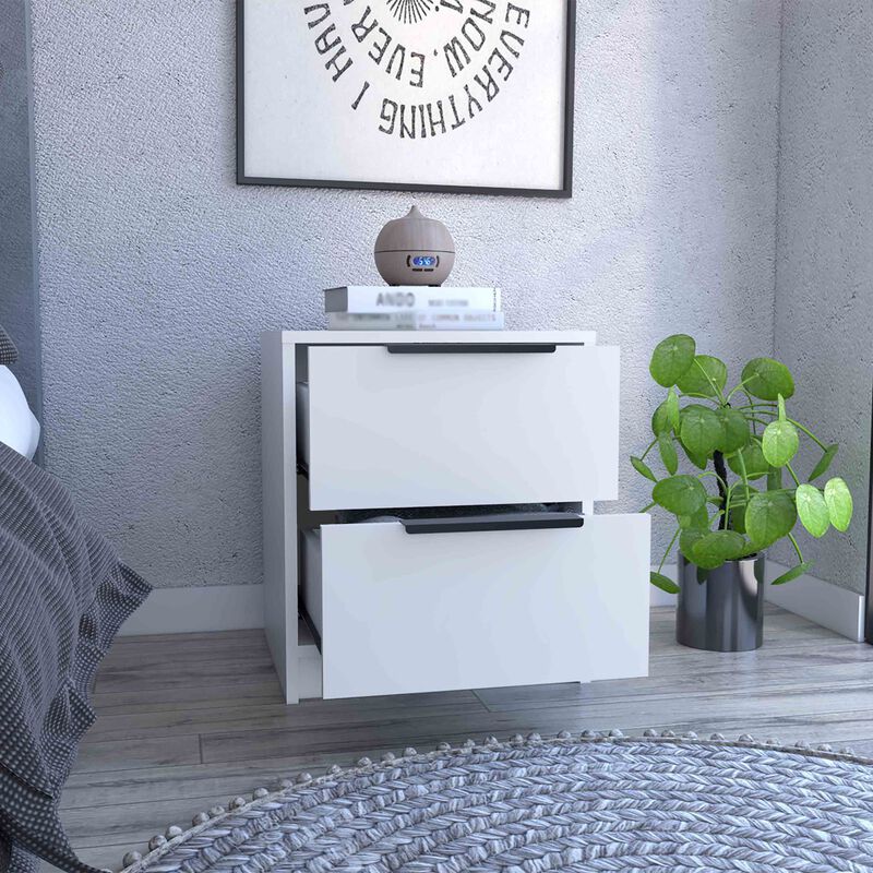 Streamdale Kaia Nightstand, Two Drawers, Metal Handle - White image number 3