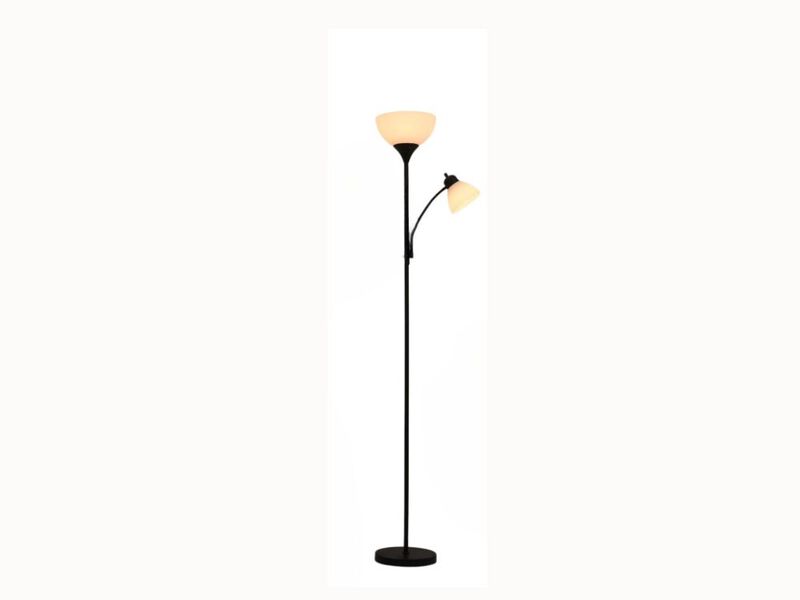 3-in-1 Floor Lamp &ndash; 66" Tall, Dual Reading Lights, Dimmable LED, Modern Black
