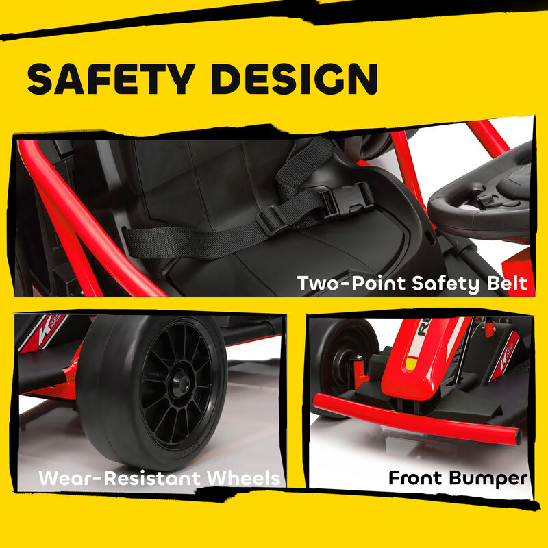 BreeBe 24V 7AH Kids Electric Go Kart, 8.1 MPH Battery Powered Drift Kart with Dual Motors, Soft Start image number 7
