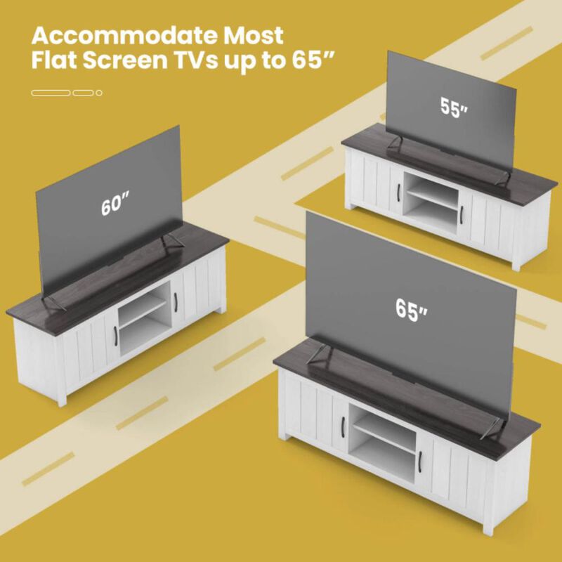 Hivvago TV Stand with 2 Cabinets and Open Shelves for TVs up to 65 Inch