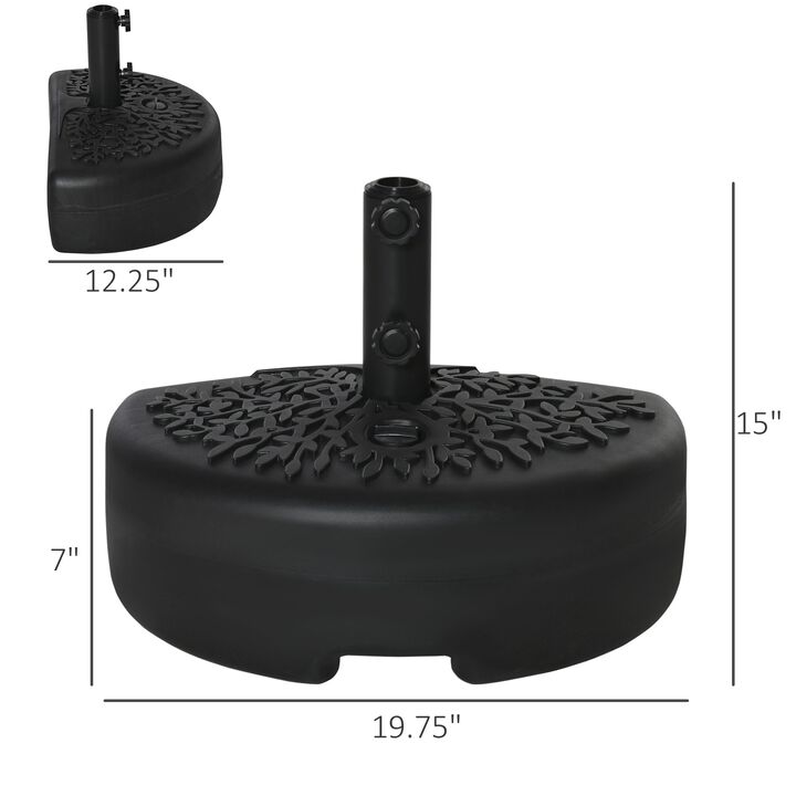 Umbrella Base, Half Round, Sand or Water Filled Patio Umbrella Stand Holder for Lawn, Deck, Backyard and Garden, Fit 1.5"or 2" Pole, Black
