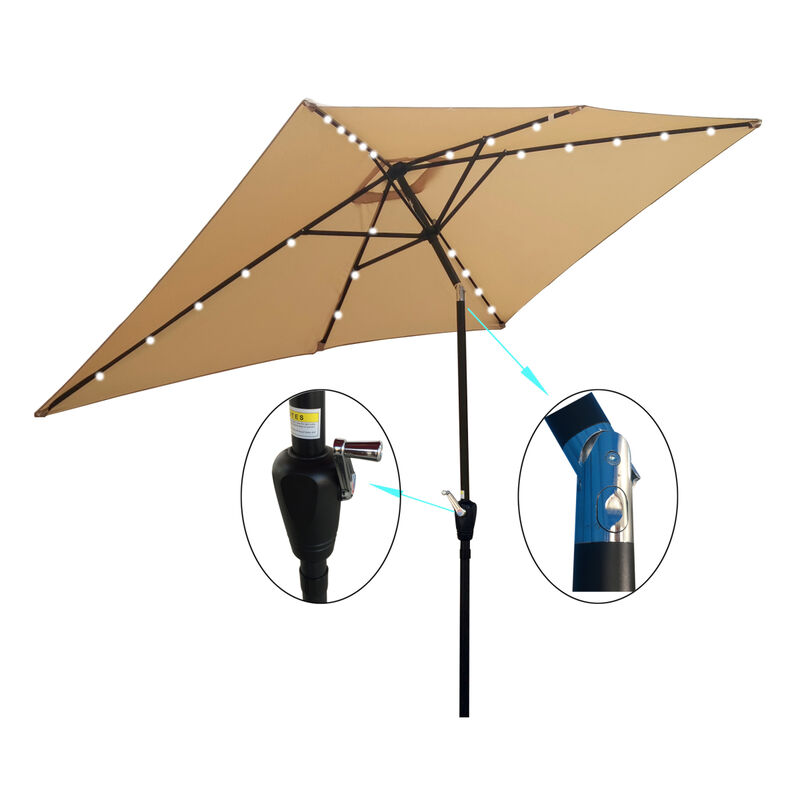 Streamdale Patio Solar Lighted Umbrella w/ Crank (6.5' x 10')