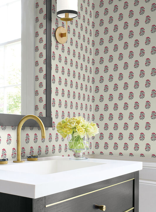 Sylvie Ruby Floral Wallpaper
