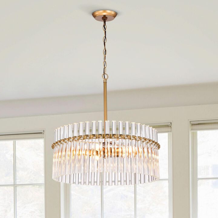 Clara 5-light Brushed Brass Crystal Chandelier