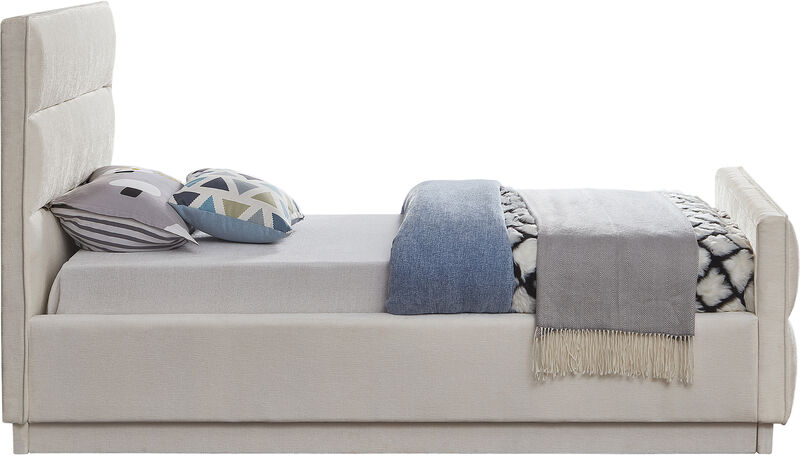 Meridian Furniture Paxton Cream Chenille Fabric Twin Bed