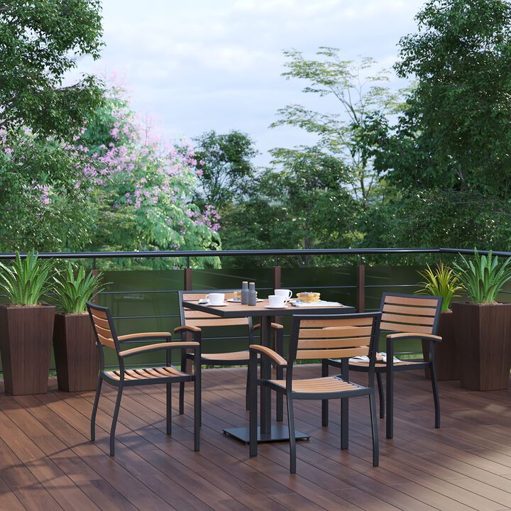 5 PC Faux Teak Patio Table Set