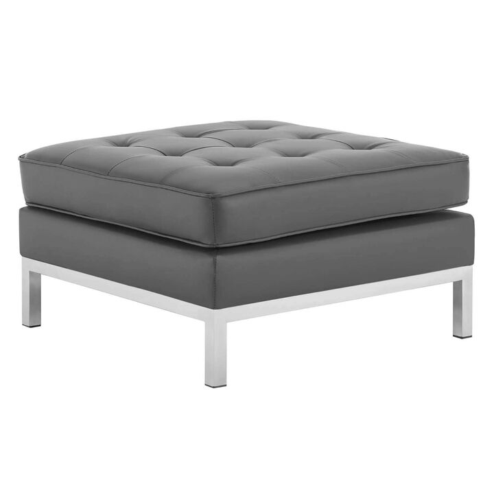 Yardlio Loft Tufted Vegan Leather Ottoman: Timeless Elegance for Your Living Room