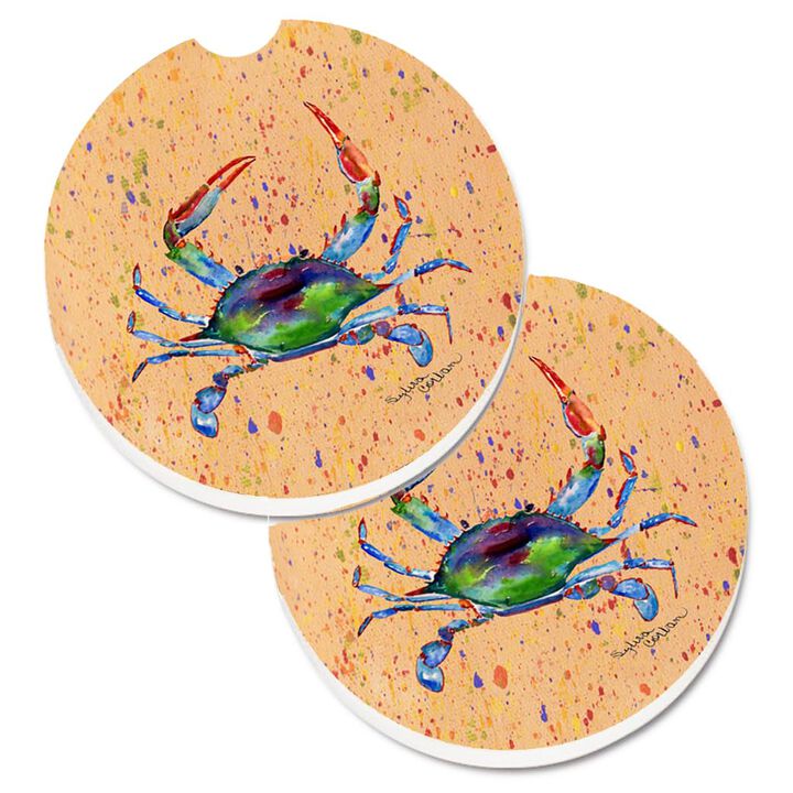 Caroline's Treasures Crab Set of 2 Cup Holder Car Coasters 8467CARC, 2.56, Multicolor