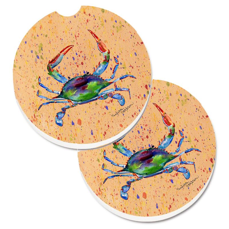 Caroline's Treasures Crab Set of 2 Cup Holder Car Coasters 8467CARC, 2.56, Multicolor