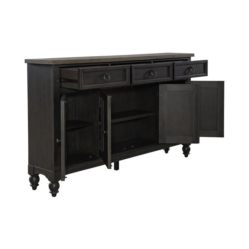 Liberty Furniture Americana Farmhouse Hall Buffet- Black in Dusty Taupe image number 6