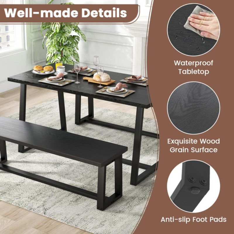 Hivvago Large Dining Table with Heavy-duty Metal Frame and Anti-slip Foot Pads.