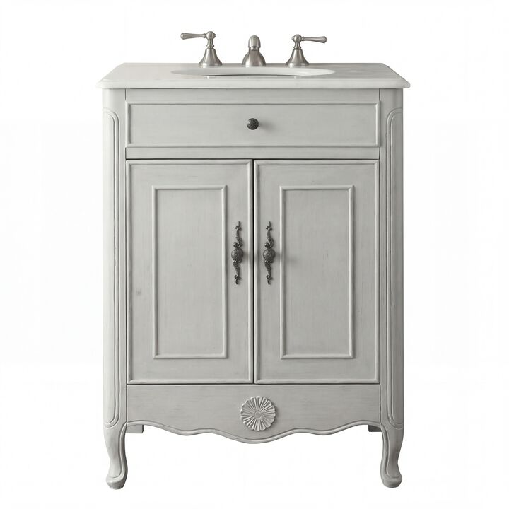 26 Inch Daleville Distressed Gray Cottage Style Small Bathroom Sink Vanity