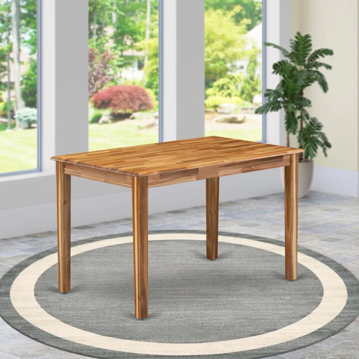 Natural Rectangular Table Top Surface and Asian Wood Dinner Table 4 Legs - Natural Finish