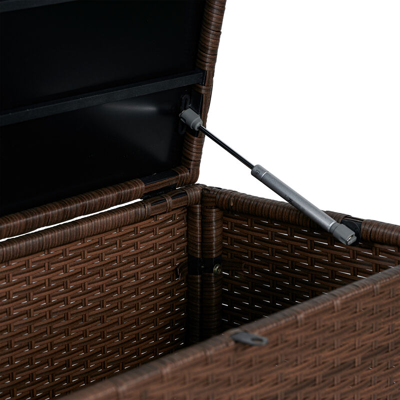 Nino 47.24" Modern Minimalist Outdoor Faux Wicker Deck and Patio Storage Box, Brown