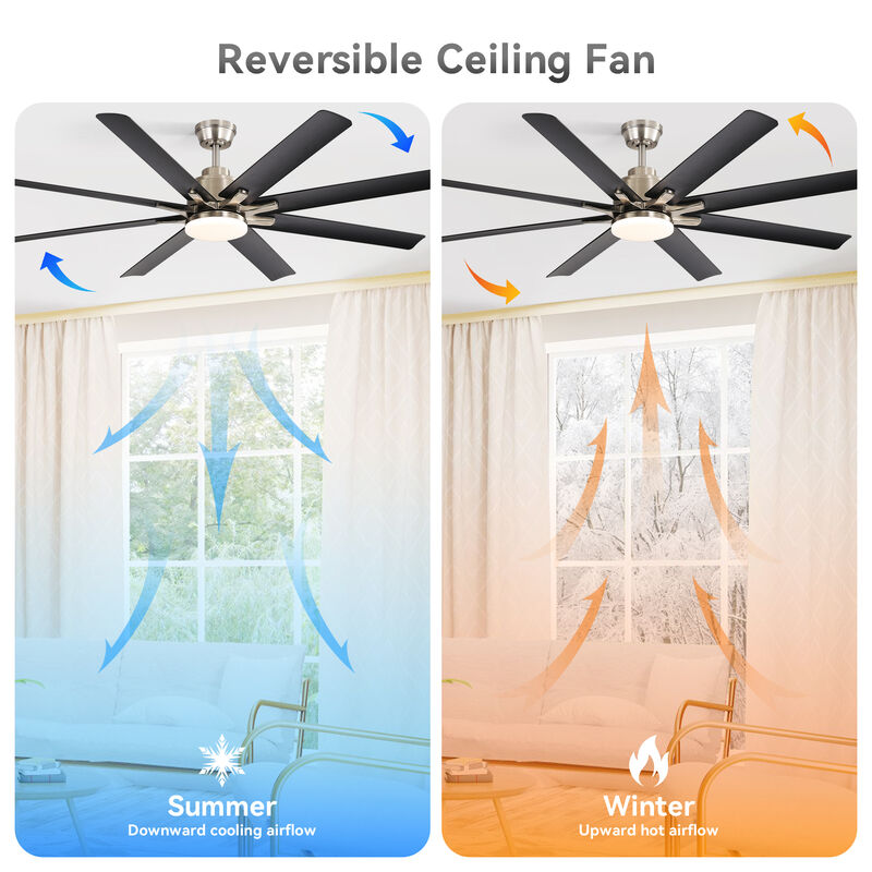 52-Inch Smart Ceiling Fan With Lights, 6 Wind Speed With 8 Black ABS Blades, Voice Remote image number 4