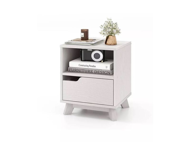Nightstand Sofa Side End Table with Storage Shelf & Drawer Space-Saving. image number 0