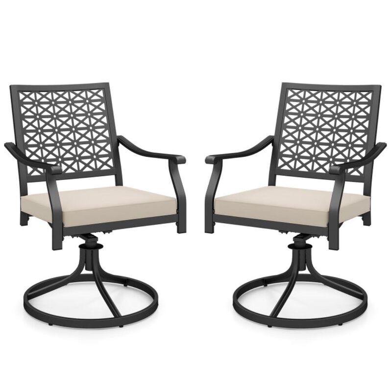 Hivvago 2 Pieces Outdoor Swivel Chairs Patio Dining Chairs with Padded Cushions