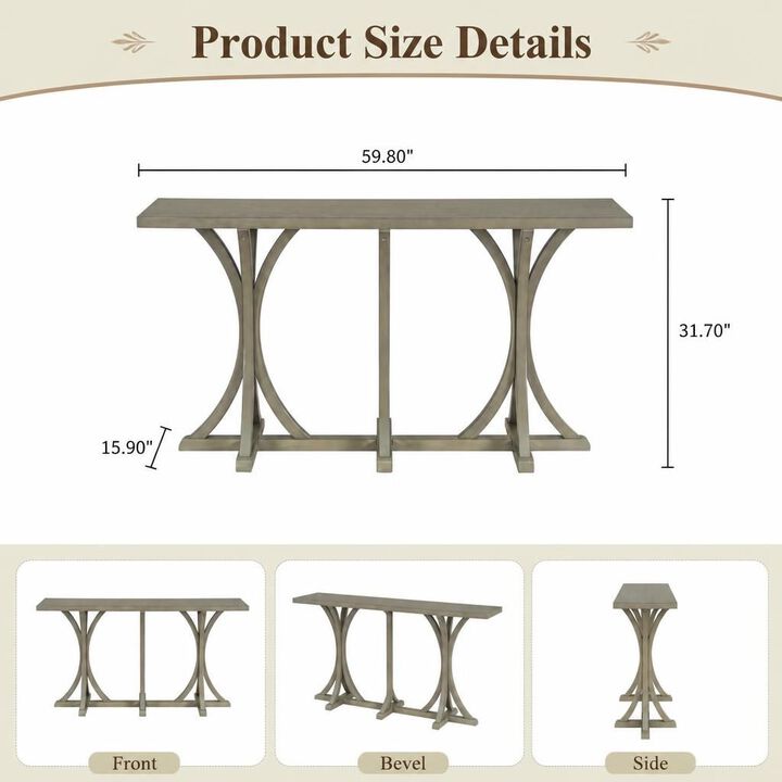 GOODSILO 59.8 Inch Farmhouse Wooden Console Table with Spacious Oak Veneer Tabletop for Entryway Living Room Hallway Behind Sofa