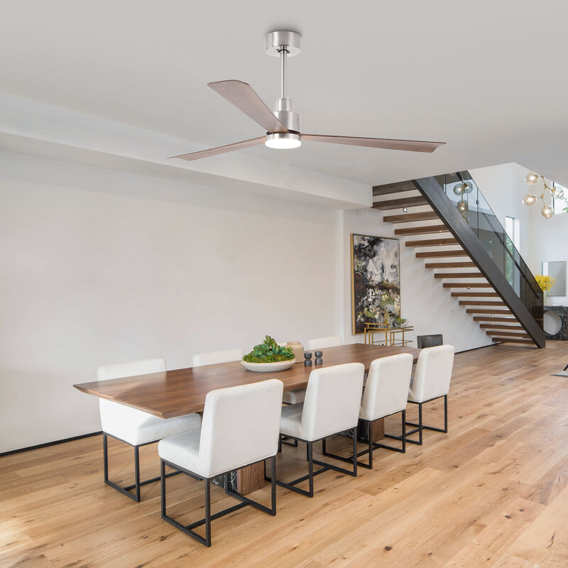 52 in. Brushed Nickel Reversible 6-Speed Ceiling Fan with Light and Remote