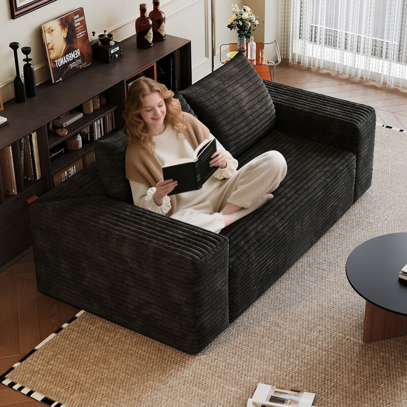 Whisen 63" 2-Seat Modern Sofa, Cotton Deep Seat Loveseat for Living Room Bedroom, No Assembly Required image number 8